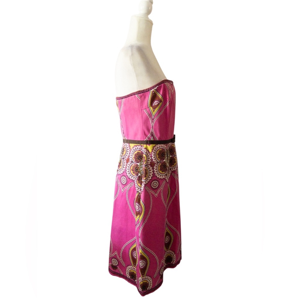 Vintage Laundry by Shelli Segal Pink Strapless Dress 90s SZ  8 Paisley Retro - Picture 2 of 14